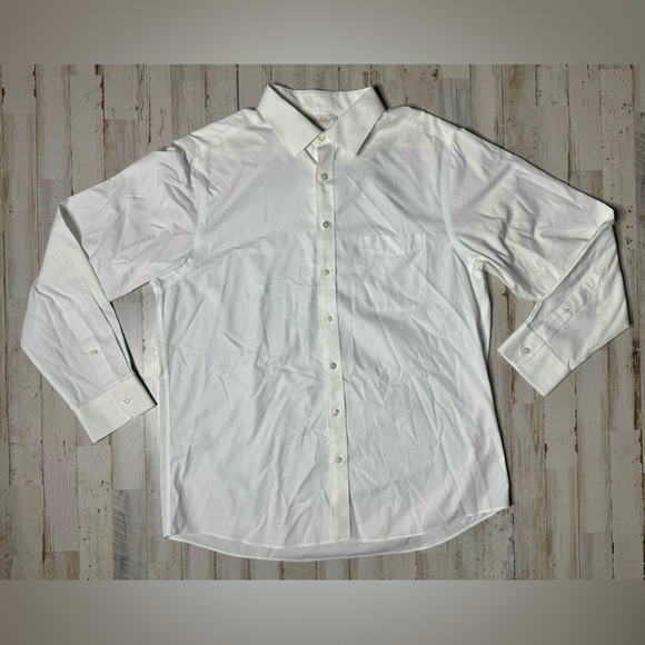 Roundtree & Yorke Other - GOLD LABEL Roundtree & Yorke White Button Down Dress Shirt Mens 17-33 Slim Fit